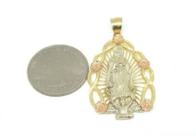Load image into Gallery viewer, 14k 3 color gold virgin Mary Guadalupe pendant charm gift religious jewelry 7.1g
