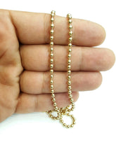 Load image into Gallery viewer, New 10K yellow gold 3mm ball bead chain polished Necklace fine jewelry 15.4g 24"

