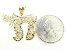Load image into Gallery viewer, 10k yellow gold filigree chai Jewish kabbalah god pendant fine religious gift 3g
