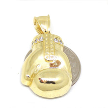 Load image into Gallery viewer, 10k yellow Gold boxing glove Pendant cubic zirconia gift sport fine jewelry 7.5g
