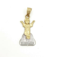 Load image into Gallery viewer, New 14k two tone gold divino nino baby Jesus religious pendant fine jewelry 0.8g
