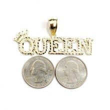 Load image into Gallery viewer, 10k yellow Gold Queen Crown Tiara Pendant charm diamond cut fine jewelry 5.9g
