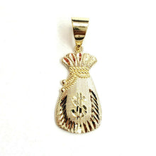 Load image into Gallery viewer, 14k yellow gold dollar sign money bag lucky pendant charm gift fine jewelry 2.8g
