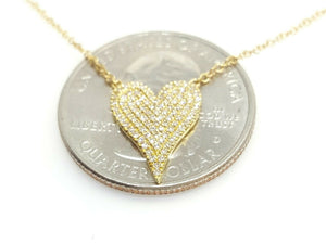 14k yellow Gold 0.21Ct Diamond heart necklace gift for her 18" adjustable chain