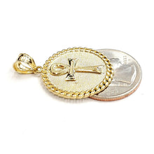 Load image into Gallery viewer, 10k yellow gold round Egyptian ankh cross pendant religious fine jewelry 3.6g
