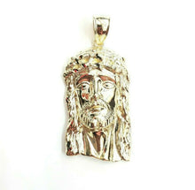 Load image into Gallery viewer, 10k yellow gold Jesus face head pendant charm fine men's religious jewelry 12.6g
