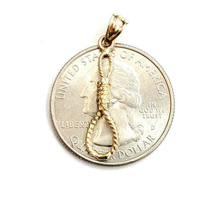 New 14k yellow Gold Noose rope 3D Pendant charm fine jewelry gift unisex 0.9g