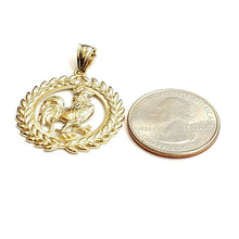 Load image into Gallery viewer, 14k yellow Gold rooster chicken bird Pendant charm diamond cut fine jewelry 3.8g
