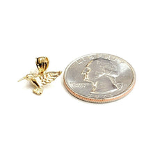 Load image into Gallery viewer, 14k yellow Gold Tiny Solid 3D Hummingbird Pendant charm fine gift jewelry 1g
