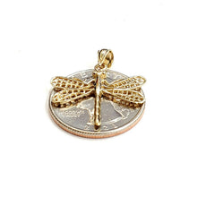Load image into Gallery viewer, New 14k yellow gold dragonfly Pendant charm gift fine jewelry 1.7g
