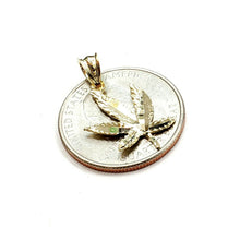 Load image into Gallery viewer, 10k yellow gold marijuana leaf weed pendant charm fine gift medical jewelry 0.9g
