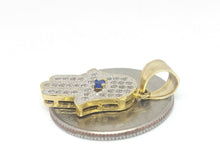 Load image into Gallery viewer, New 14k yellow gold khamsa hamsa hand eye Jewish religious cubic zirconia 2.5g
