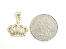 Load image into Gallery viewer, 10k yellow gold crown pendant charm fine jewelry gift necklace diamond cut 1.2g
