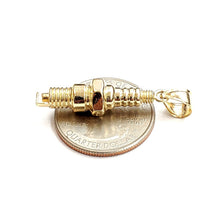 Load image into Gallery viewer, 14k yellow Gold 3D spark plug Pendant charm automobile engine fine jewelry 8.5g
