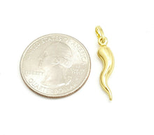 Load image into Gallery viewer, New 14k yellow gold 3D hollow horn lucky pendant charm fine gift jewelry 0.9g
