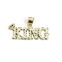 Load image into Gallery viewer, New 10k yellow Gold KING Crown word Pendant charm diamond cut fine jewelry 2.9g
