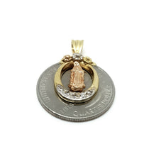 Load image into Gallery viewer, New 14k gold oval virgin Mary Guadalupe pendant charm fine gift jewelry 3.3g
