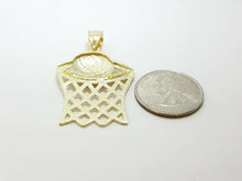 Load image into Gallery viewer, 10k yellow gold basketball net hoop pendant charm sport fine gift jewelry 4.6g
