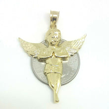 Load image into Gallery viewer, 14k yellow Gold full body angel Pendant charm unisex gift fine jewelry love 4g
