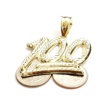 Load image into Gallery viewer, 10K Solid Yellow Gold Diamond Cut One Hundred 100 Charm Pendant jewelry 12.3g
