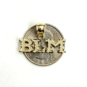 New 10k yellow gold BLM black lives matter pendant charm fine gift unisex 1.6g