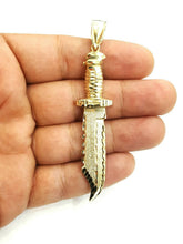 Load image into Gallery viewer, New 10k yellow Gold dagger knife Pendant charm fine gift jewelry for men 4.9g
