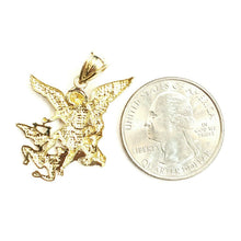 Load image into Gallery viewer, New 10k yellow gold saint Michael pendant charm fine religious gift jewelry 2.3g
