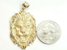 Load image into Gallery viewer, 14k yellow solid Gold lion leo head face zodiac Pendant charm fine jewelry 8.2g
