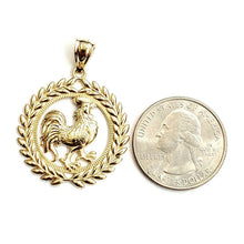 Load image into Gallery viewer, 14k yellow Gold rooster chicken bird Pendant charm diamond cut fine jewelry 3.8g
