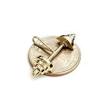 Load image into Gallery viewer, New 14k Yellow Gold Dumbbell weight lifter Pendant charm gift fine jewelry 2.3g
