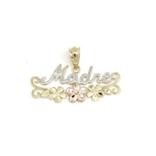 Load image into Gallery viewer, New 14k tri color Gold madre mother flower Pendant charm fine gift jewelry 1.7g
