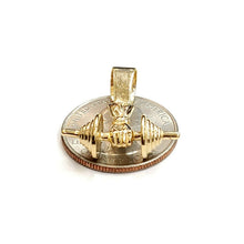 Load image into Gallery viewer, 14k Yellow Gold 3D Dumbbell hand weight lifter Pendant charm fine jewelry 5.5g
