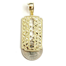 Load image into Gallery viewer, 10k yellow gold nugget razor blade pendant charm diamond cut fine Jewelry 6.7g
