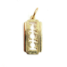 Load image into Gallery viewer, 14k yellow gold tiny razor blade pendant charm Fine Jewelry Gifts unisex 0.7g
