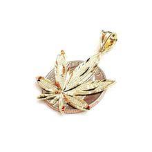 Load image into Gallery viewer, 10k yellow gold marijuana leaf weed pendant charm medical gift fine jewelry 2.6g
