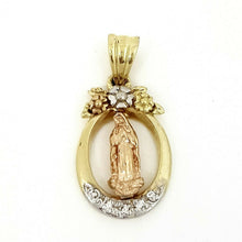 Load image into Gallery viewer, New 14k gold oval virgin Mary Guadalupe pendant charm fine gift jewelry 3.3g
