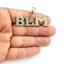 Load image into Gallery viewer, New 10k yellow gold BLM black lives matter pendant charm fine gift unisex 6.3g
