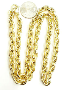 New 10K yellow gold 7.75mm Hollow rolo link chain Necklace fine gift 40.2g 26"