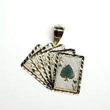 Load image into Gallery viewer, 10k yellow solid Gold playing card Pendant charm casino fine jewelry unisex 8.8g
