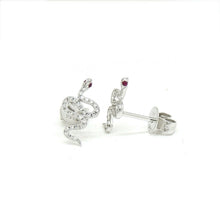 Load image into Gallery viewer, New 14k white Gold 0.16Ct Round Diamond snake stud Earrings Push Back fine gift
