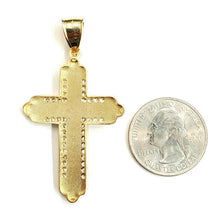 Load image into Gallery viewer, 10k two tone gold cross Jesus pendant with cubic zirconia fine gift jewelry 7.3g
