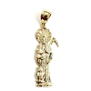 10k yellow gold Santa Muerte holy death Pendant fine gift jewelry unisex 5.4g