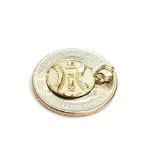 Load image into Gallery viewer, New 10k yellow Gold tiny baseball #1 player Pendant charm diamond cut sport 1g
