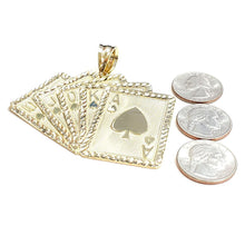 Load image into Gallery viewer, New 10k yellow solid Gold playing card Pendant charm casino fine jewelry 22.6g
