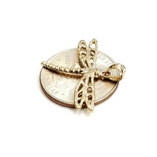 Load image into Gallery viewer, New 14k yellow gold dragonfly Pendant charm gift fine jewelry 1.8g
