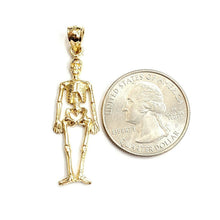 Load image into Gallery viewer, 14k yellow Gold Skeleton Skull mummy Bone Pendant charm Gift fine jewelry 2.9g
