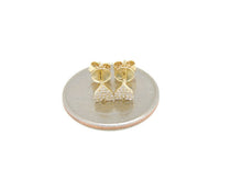 Load image into Gallery viewer, New 14k yellow Gold 0.10Ct Round Diamond heart stud Earrings Push Back Fastening
