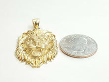 Load image into Gallery viewer, 14k yellow solid Gold lion leo head face zodiac Pendant charm fine jewelry 8.8g
