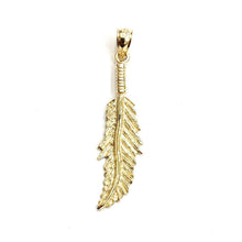 Load image into Gallery viewer, New 14k Yellow Gold solid feather Pendant Unisex gift fine jewelry 2.2g
