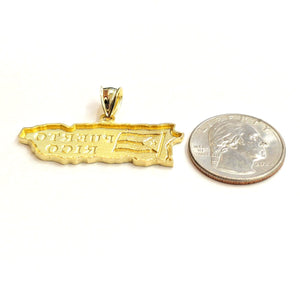 New 10k yellow gold Puerto Rico outline map pendant charm gift fine jewelry 3.7g